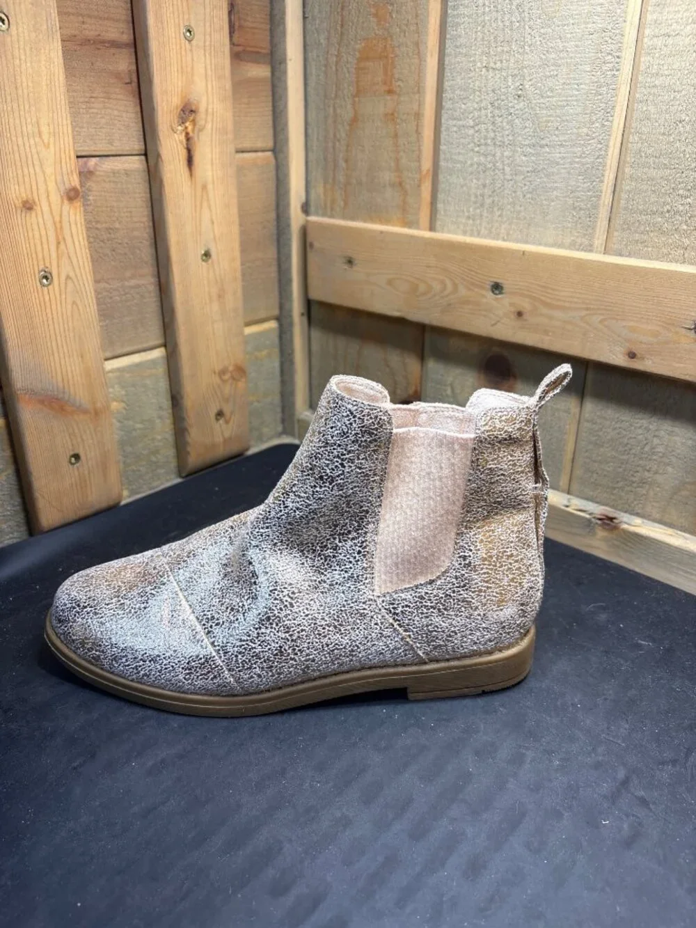 TOMS Youth Girls 10020134 Metallic Chelsea Boots Size US 4 UK 3 EU 36 Booties